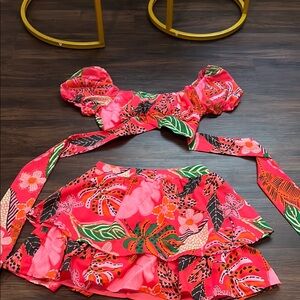 Crystal Sky two piece set skirt and wraparound top XS